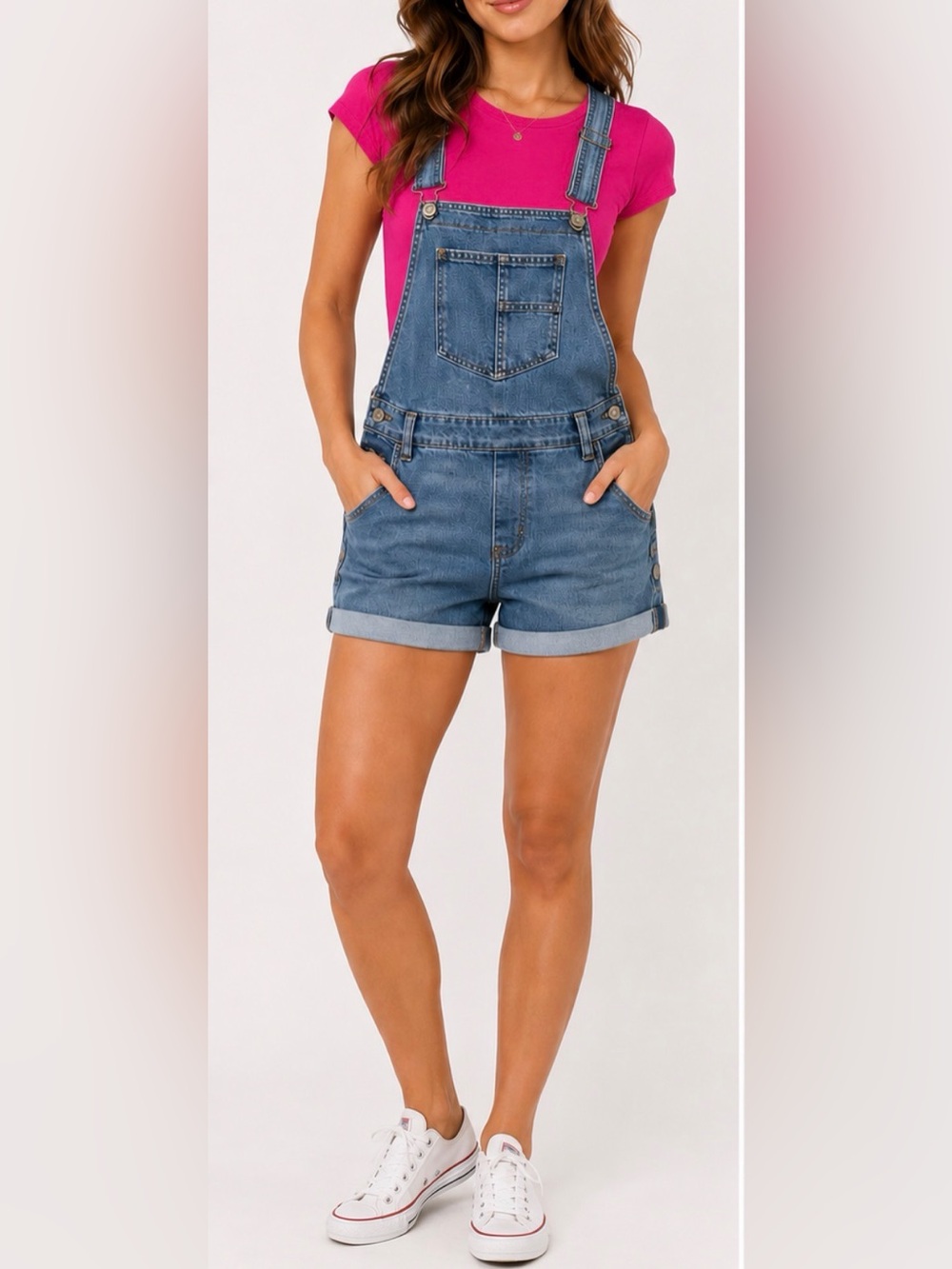 Celebrity Pink Blue Denim Short Overalls ONLY. Size S